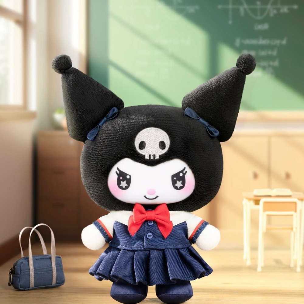 Kuromi school life NAVY BLUE vinyl plush pendant new in box sealed bag